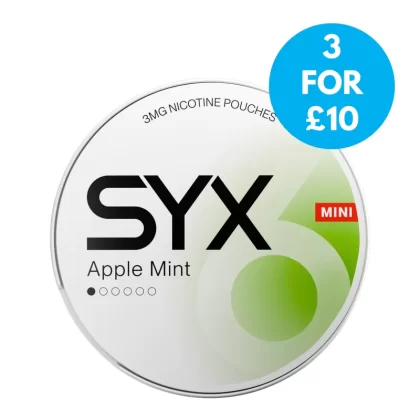 SYX 2.0 Snus 3mg Nicotine Pouches - Vape Product, Low; Apple Mint, Apple Sours (FE46DA)