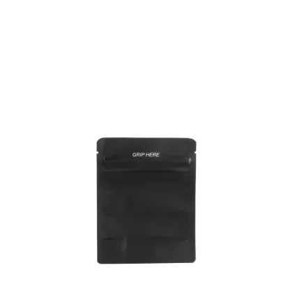 Child-Resistant Mylar Bags | Full Matte Black – Tear Notch | 4″ x 5″ – 3.5g – 1000 Count