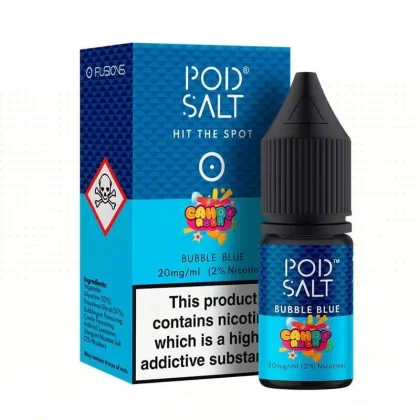 BUBBLE BLUE NICOTINE SALT E-LIQUID BY POD SALT FUSIONS RANGE - Nicotine Strength#10ml Bottle - 20mg Nicotine