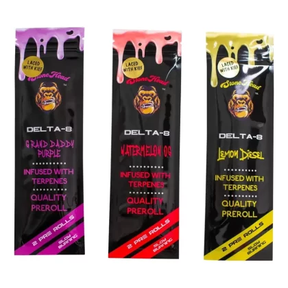 Stone Head Delta 8 Pre-Rolls - Strain#Watermelon OG>Grandaddy Purple>Lemon Diesel~Count#1 Pack>2 Pack (10% off)>3 Pack (10% off)