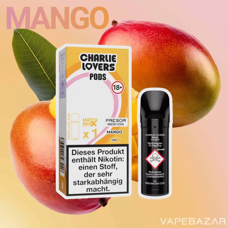 Charlie Lovers Pods – Mango (1er Pack) - 10mg/ml, 20mg/ml; Vape Product