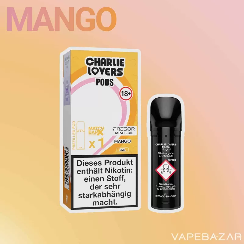 Charlie Lovers Pods – Mango (1er Pack) - 10mg/ml, 20mg/ml; Vape Product - Image 2