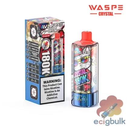 Waspe Crystal 180000 Disposable Vape: 180K Puffs, 8-in-1 Flavors & Rechargeable
