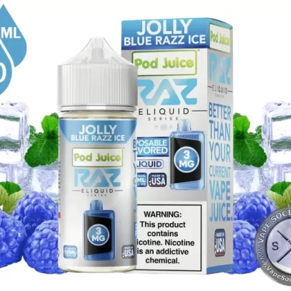 Jolly Blue Razz Ice Pod Juice x RAZ 100ml - Vape Product, Vape Product