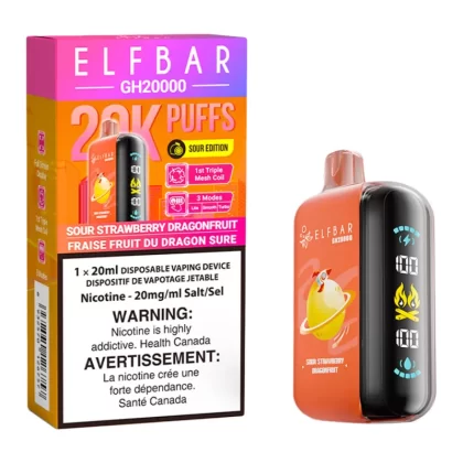 Elf Bar GH20K Disposable Vape Device - Sour Strawberry Dragonfruit 20ml - 20mg/ml