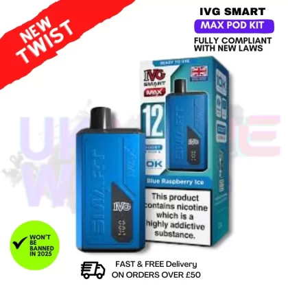 Blue Raspberry ICE IVG Smart Max 10K Puff Prefilled Pod Kit