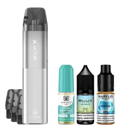 Elf Bar ELFX Menthol Bundle - Colour#Silver>Black>Blue>Gray>Pink>Purple (BCF76B)