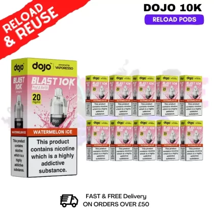 Watermelon ICE Dojo Blast 10K Replacement Pods Box Of 10
