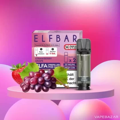ELFBAR ELFA Pods Strawberry Grape 20mg – 2er Pack - Elf Bar / Nikotinsalz / Cooling Agent / Propylenglykol / Aromastoffe / Glycerin