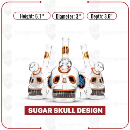 Hemper 6.1″ Dia De Los Muertos Skull Bong - Thevapersworld