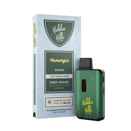 Hidden Hills Live Sugar Vaporizer – 3000mg - Strain#Banangie (S)>Thunder Milk (I)>Forsaken Fuji (S)>Miami Rose (S) (85E745)