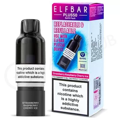 Strawberry Raspberry Cherry Ice Elf Bar Plus 50 Refill Pod