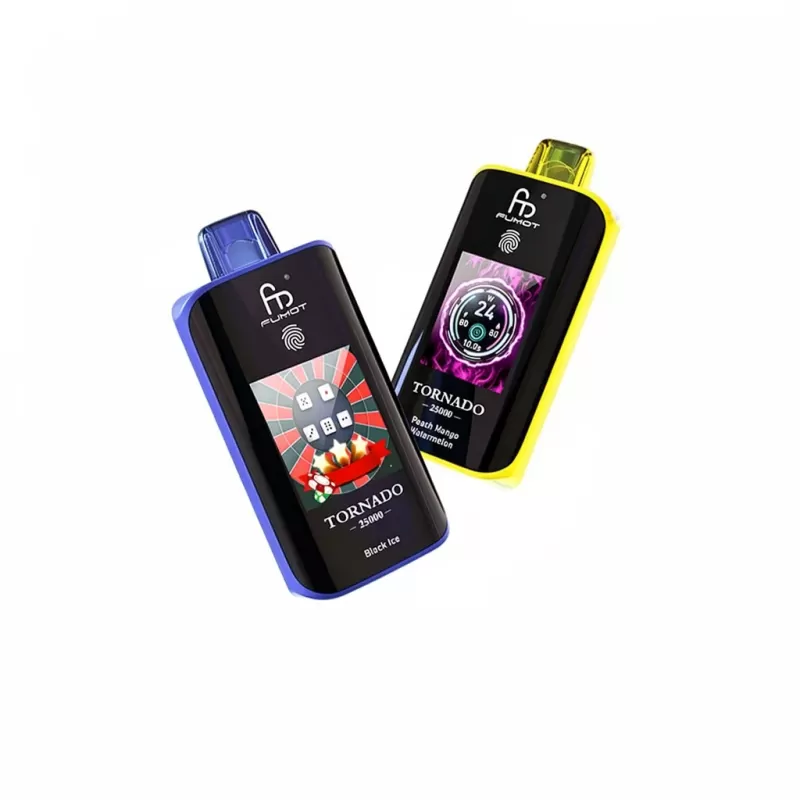 Fumot Tornado 25K Smart Screen Disposable Vape 25000 Puffs - 1. Banana Ice, 2. Strawberry Watermelon; 2-nicotine, 5-nicotine