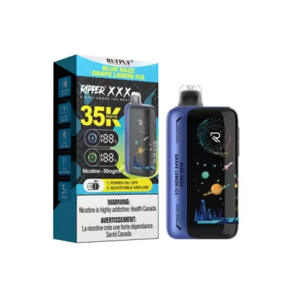 RufPuf Ripper XXX 35K Puffs Disposable Vape 50mg – Blue Razz Grape Lemon Ice