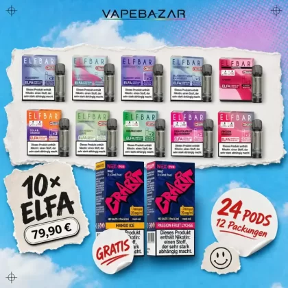 ELFA Pods 10er-Pack nach Wahl + 2× Grabit NEX GRATIS (24 Pods) - Vapebazar