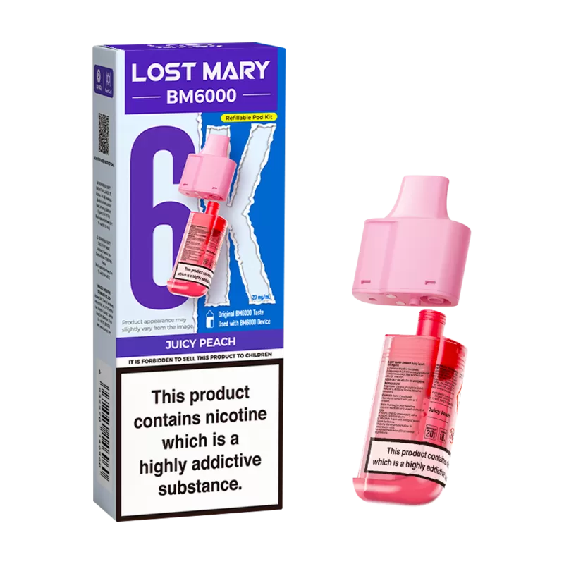 Juicy Peach Lost Mary BM6000 Refill Pack - 20mg - Vape Product (F3716C)
