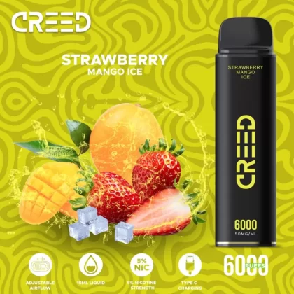 Creed Disposable Vape – Strawberry Mango Ice 6000 Puffs - Vape Product