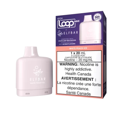 STLTH LOOP MAX X ELFBAR Pod Pack - White Peach Ice - 20 mg/mL (wholeseller) - Excise ON, 20 mg/mL - ON