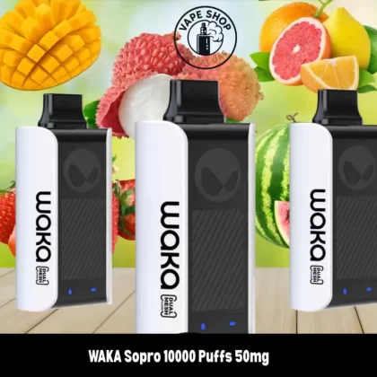 WAKA Sopro 10000 Puffs 50mg Disposable Vape - Vape Product, BOX OF 10 PCS; Apple Surge, Grape Apple (8D2194)
