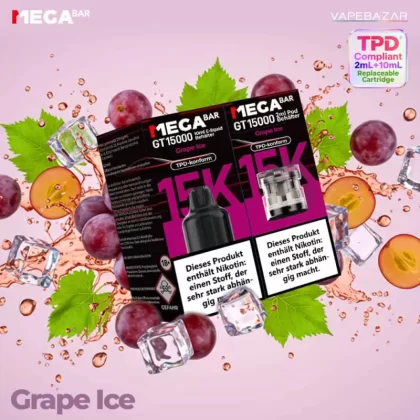 MEGABAR GT15000 Prefilled Pods – Grape Ice (2+10ml)