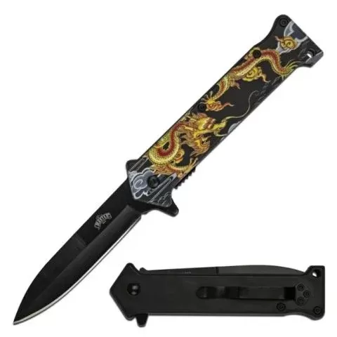 Master USA Spring Assist Knife- Golden Dragon