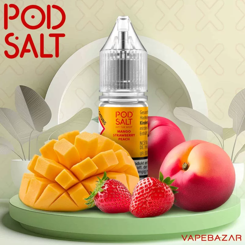 Pod Salt X Nikotinsalz Liquid – Mango Strawberry Peach - Vapebazar