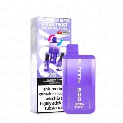 Bloody Bar 20K Ultra Twist – Blueberry B-Gum & Blue Razz Ice – 3 for £25!