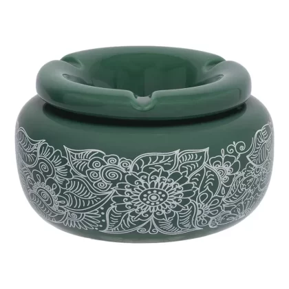 Fujima Moroccan Ceramic Ashtray – Green Floral / 5″