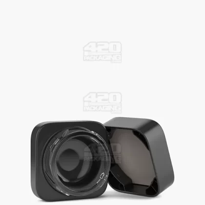 Child Resistant | Qube Black Glass Concentrate Jar w/ Black Cap | 32mm – 5mL – 250 Count