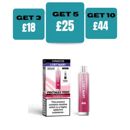 Hawcos x Lost Mary Pro Max 7000 Prefilled Pod Kit - £7.99 or 3 for £20 - Pink Lemonade