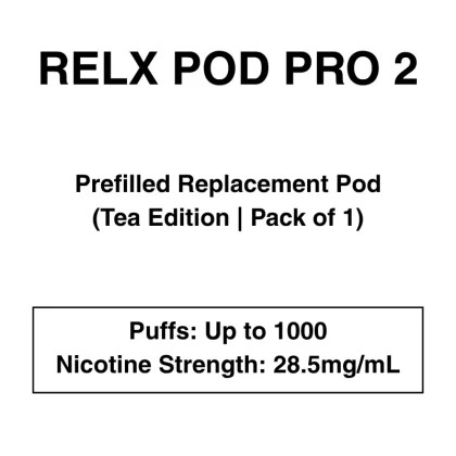 RELX Pod Pro 2 – Essential/ Infinity Pod (Tea Selection ) – Prefilled Replacement Pod – 28.5mg/ml Nicotine – 1 Pod