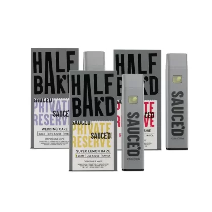 Half Bak’d Sauced Private Reserve Disposable | 1g - Size#1 Gram~Flavor#Cherry Zlushie (Indica)>Super Lemon Haze (Sativa)>Wedding Cake (Hybrid) (56AFC8)