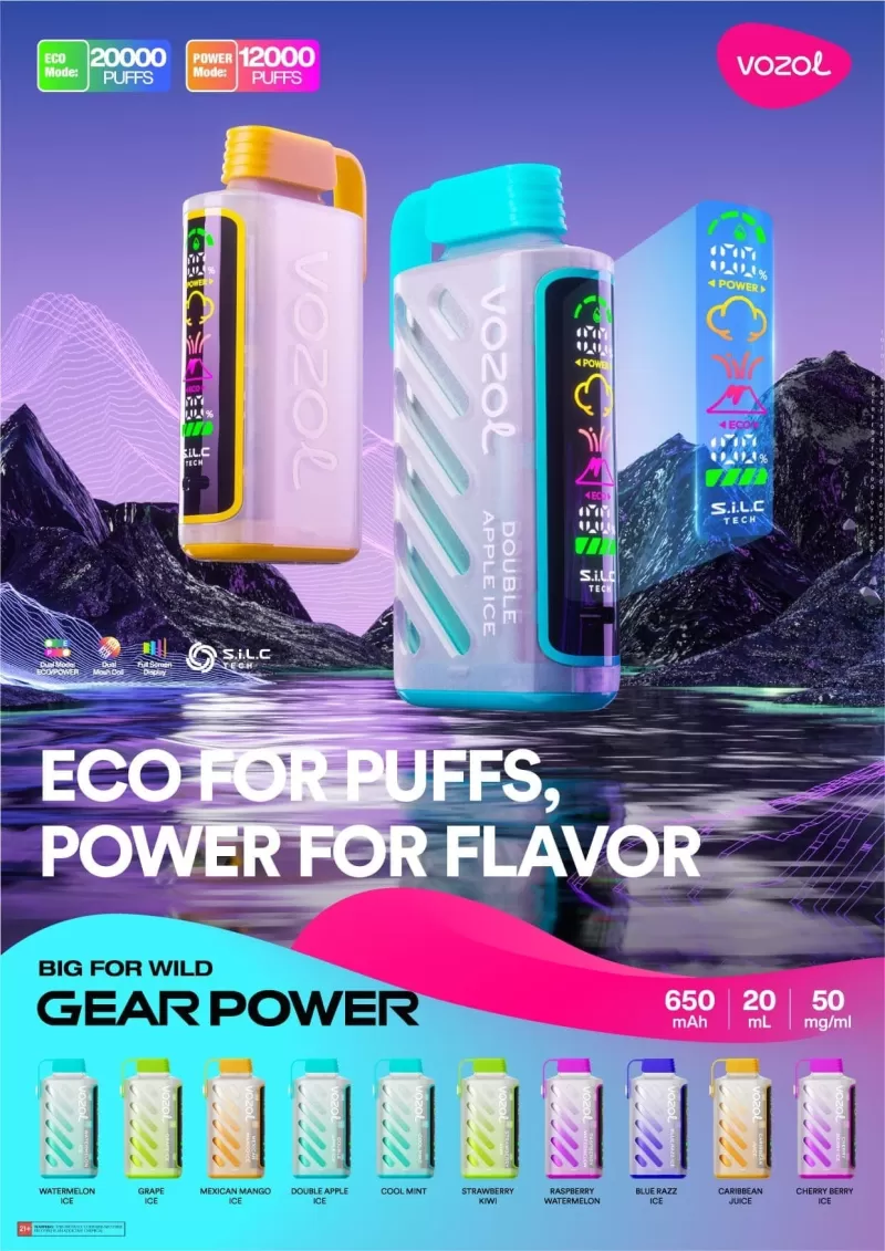 VOZOL Gear Power 20000 Rechargeable Disposable Kit (LED Display) - Mango Pineapple Grapefruit - Image 2
