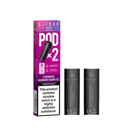 ElfBar 4 in 1 Pre Filled Pods – Strawberry Raspberry Cherry Ice