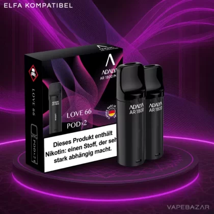 Adalya Alpha Pods – Love66 – (2er Pack) - Adalya / Nikotinbenzoat / Propylenglykol / Aromastoffe / Glycerin