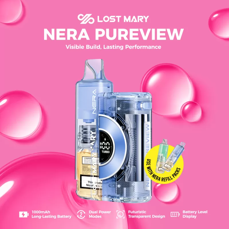 Lost Mary NERA PUREVIEW 40K Disposable KIT - 40,000 Puffs - Blue Razz Ice | Blue