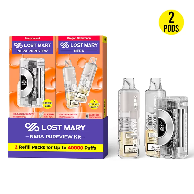 Lost Mary NERA PUREVIEW 40K Disposable KIT - 40,000 Puffs - Blue Razz Ice | Blue - Image 3