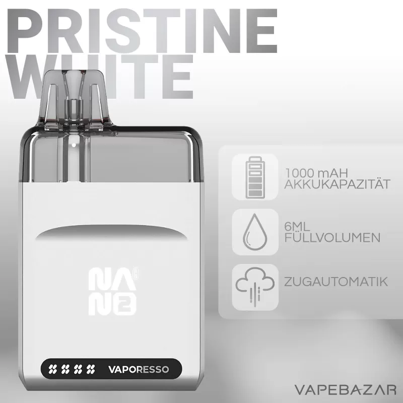 Vaporesso Eco Nano 2 – Pristine White - Pod Kit; 1000 mAh (4B0A9E) - Image 2