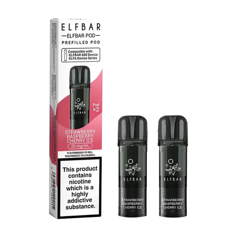 Strawberry Raspberry Cherry Ice Elfbar 600 Pods - Vapeshop Co