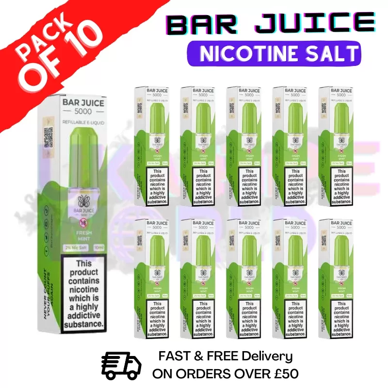 Fresh Mint Bar Juice 5000 Nic Salt BOX OF 10