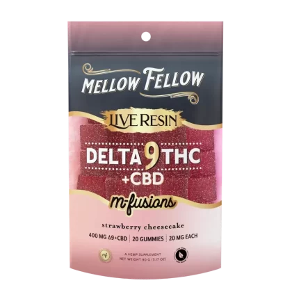 Mellow Fellow Delta 9 Live Resin Edibles 400mg – Strawberry Cheesecake