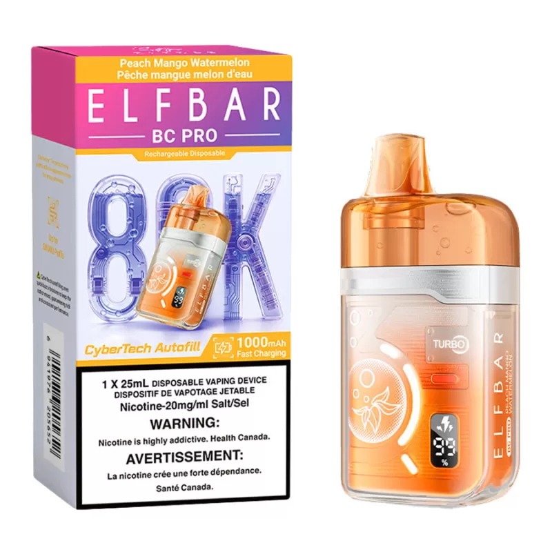 Elf Bar BC Pro 80K Disposable Vape Device - Peach Mango Watermelon 25ml - 20mg/ml