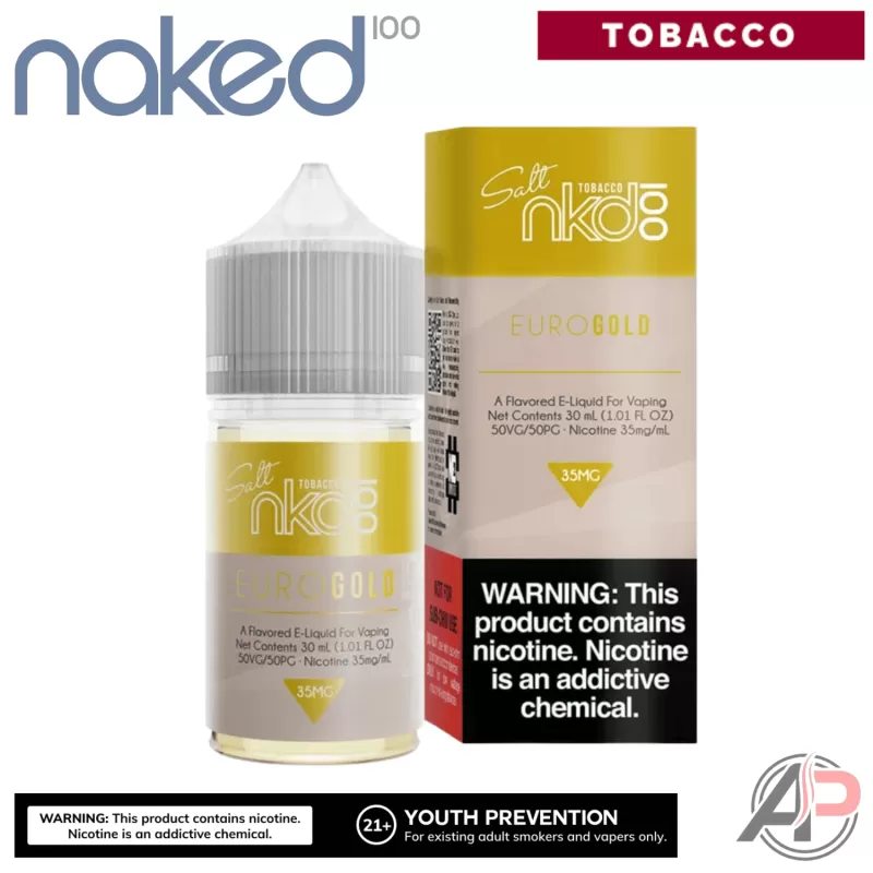 Naked 100 Euro Gold Salt Nicotine E-Liquid 30mL - Salt Nicotine 35mg - 30mL, Salt Nicotine 50mg - 30mL