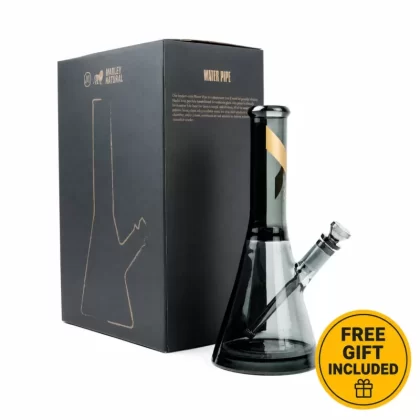 Marley Natural Water Pipe Smoked Glass Gold Stripe Decal - Vapor