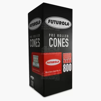 FUTUROLA | Reefer Size Pre-Rolled Cones | 98mm – Classic White Paper – 800 Count