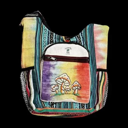 ThreadHeads Himalayan Hemp Tie Dye Mushroom Patchwork Shoulder Bag