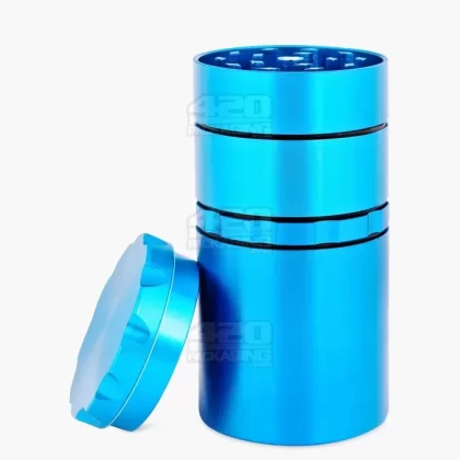 Multi Compartment Metal Grinder w/ Catcher | 5 Piece – 50mm – Blue - Ejuicewarehouse