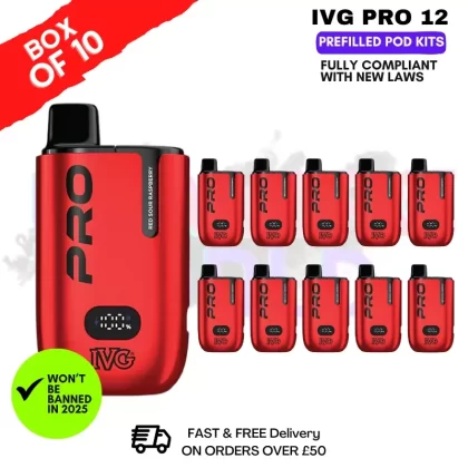 Red Sour Raspberry IVG Pro 12 Box Of 10 Vape Kits