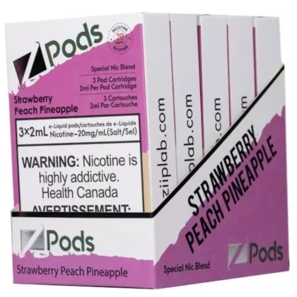 Z pods STLTH Compatible – Strawberry Peach Pineapple - Nicotine#Supreme Nic Blend 20MG with 50MG Throat Hit