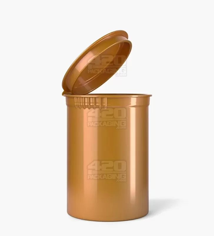 Child Resistant | Opaque Gold Pop Top Bottles | 30dr – 7g – 150 Count